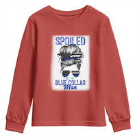 Blue Collar Wife Life Messy Bun Youth Sweatshirt - Wonder Print Shop