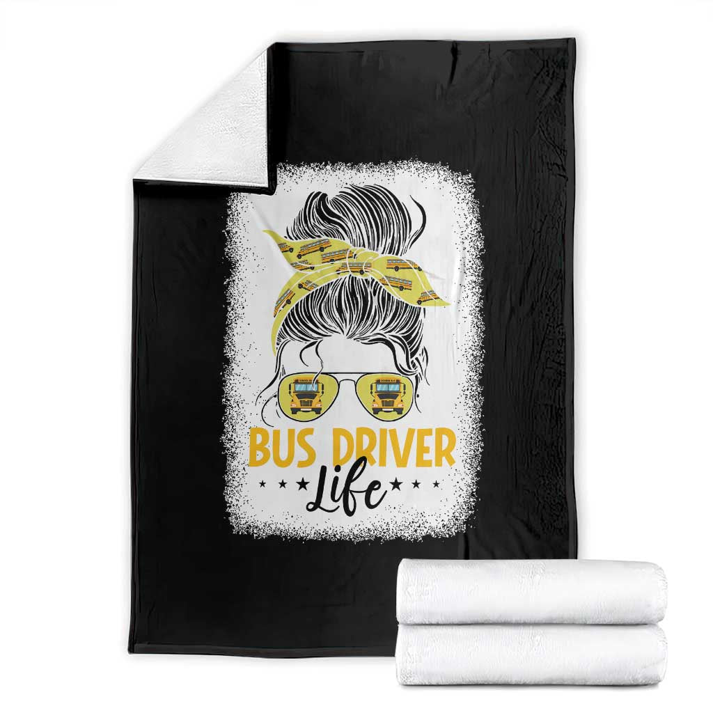 Messy Bun School Bus Driver Life Throw Blanket - Wonder Print Shop