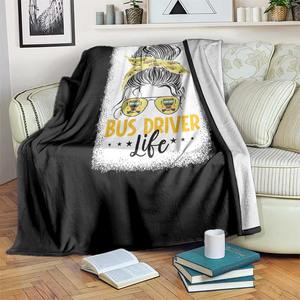 Messy Bun School Bus Driver Life Throw Blanket - Wonder Print Shop