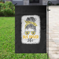 Messy Bun School Bus Driver Life Garden Flag - Wonder Print Shop