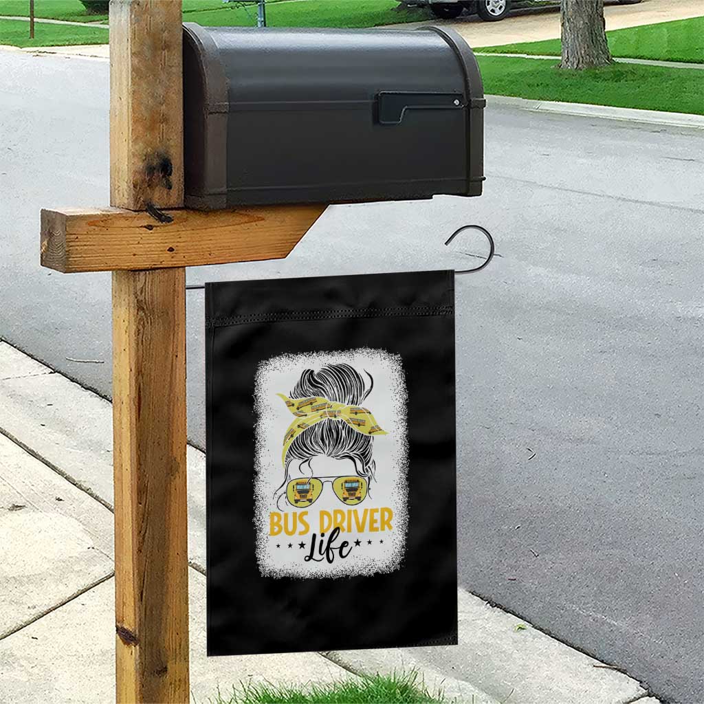 Messy Bun School Bus Driver Life Garden Flag - Wonder Print Shop