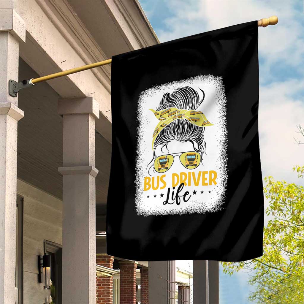 Messy Bun School Bus Driver Life Garden Flag - Wonder Print Shop