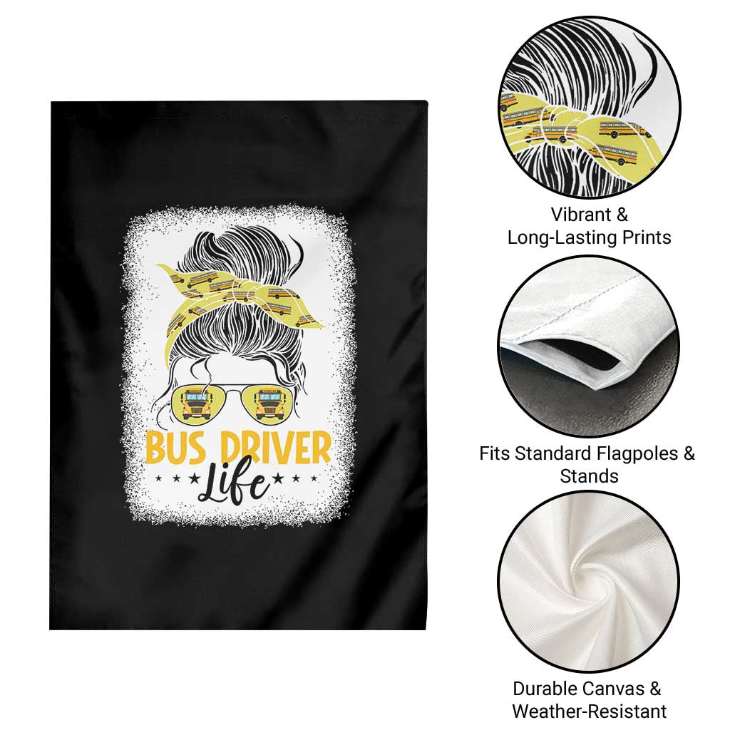 Messy Bun School Bus Driver Life Garden Flag - Wonder Print Shop