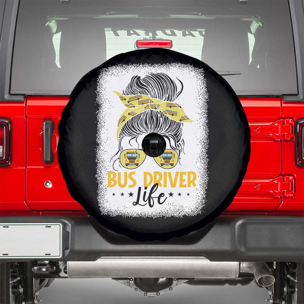 Messy Bun School Bus Driver Life Spare Tire Cover - Wonder Print Shop