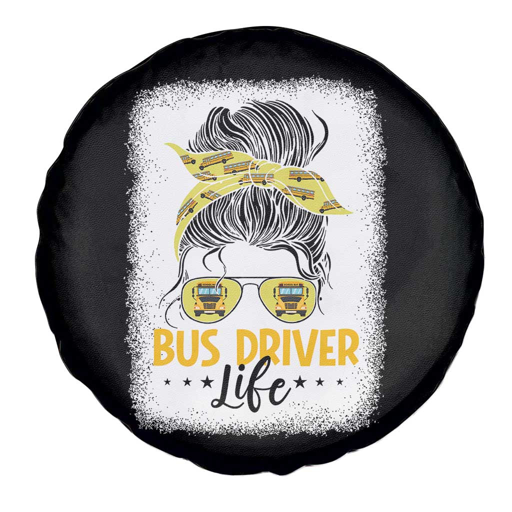 Messy Bun School Bus Driver Life Spare Tire Cover - Wonder Print Shop