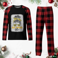 Messy Bun School Bus Driver Life Plaid Pajama Set - Wonder Print Shop