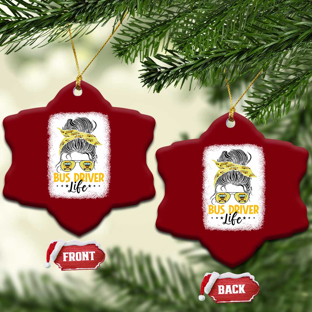 Messy Bun School Bus Driver Life Ceramic Ornament - Wonder Print Shop