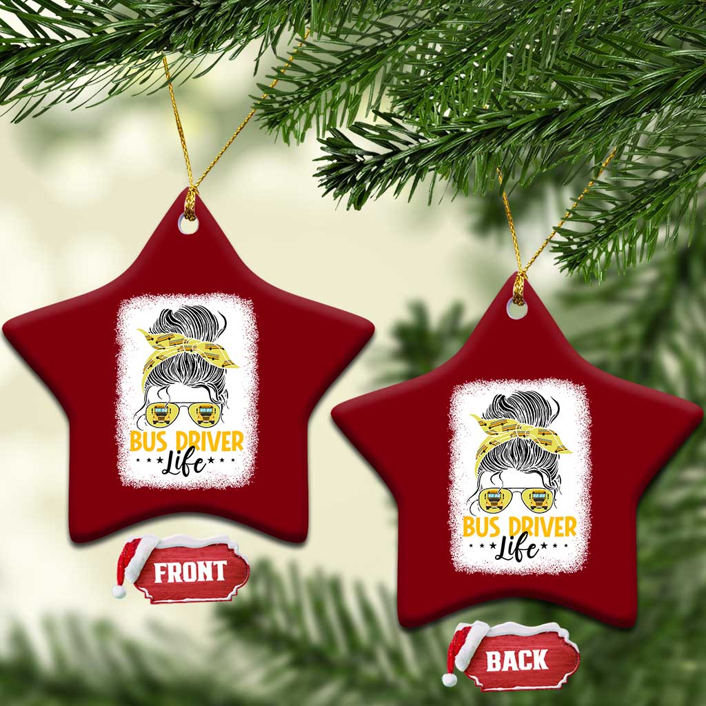 Messy Bun School Bus Driver Life Ceramic Ornament - Wonder Print Shop