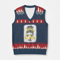Messy Bun School Bus Driver Life V-Neck Knit Sweater Vest - Wonder Print Shop