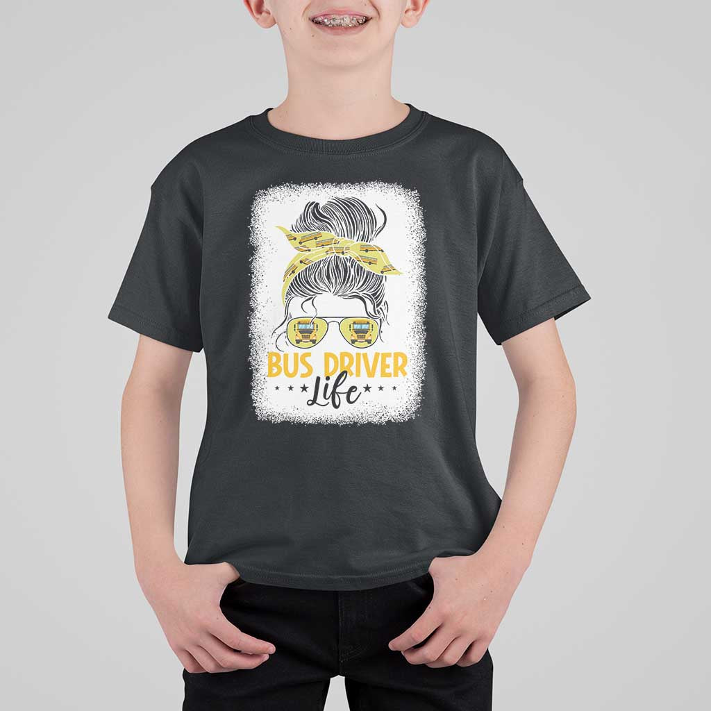 Messy Bun School Bus Driver Life T Shirt For Kid - Wonder Print Shop