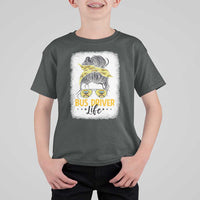 Messy Bun School Bus Driver Life T Shirt For Kid - Wonder Print Shop