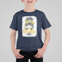 Messy Bun School Bus Driver Life T Shirt For Kid - Wonder Print Shop