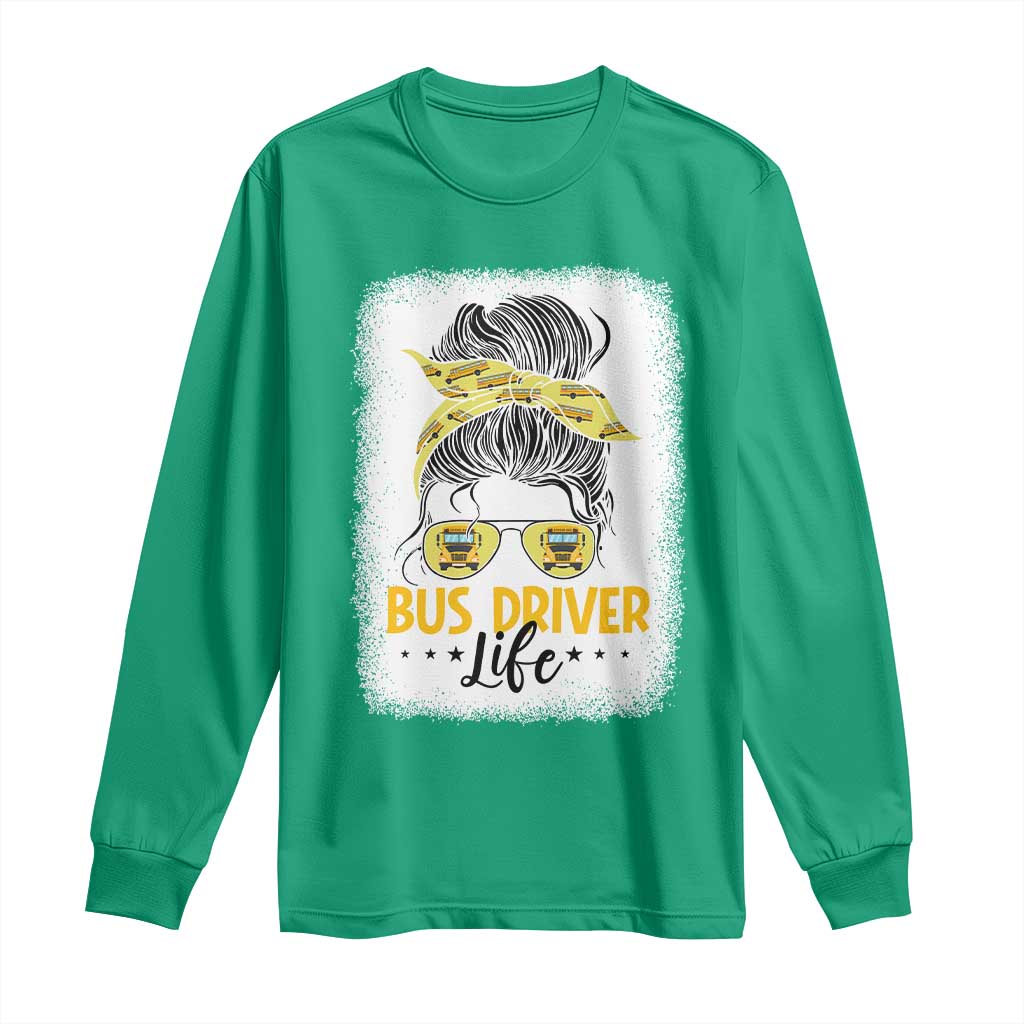 Messy Bun School Bus Driver Life Long Sleeve Shirt - Wonder Print Shop