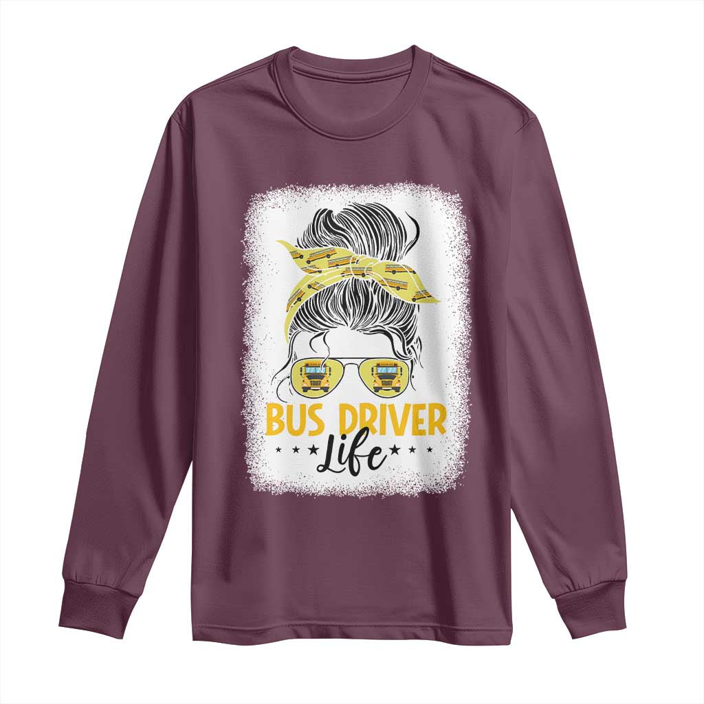 Messy Bun School Bus Driver Life Long Sleeve Shirt - Wonder Print Shop