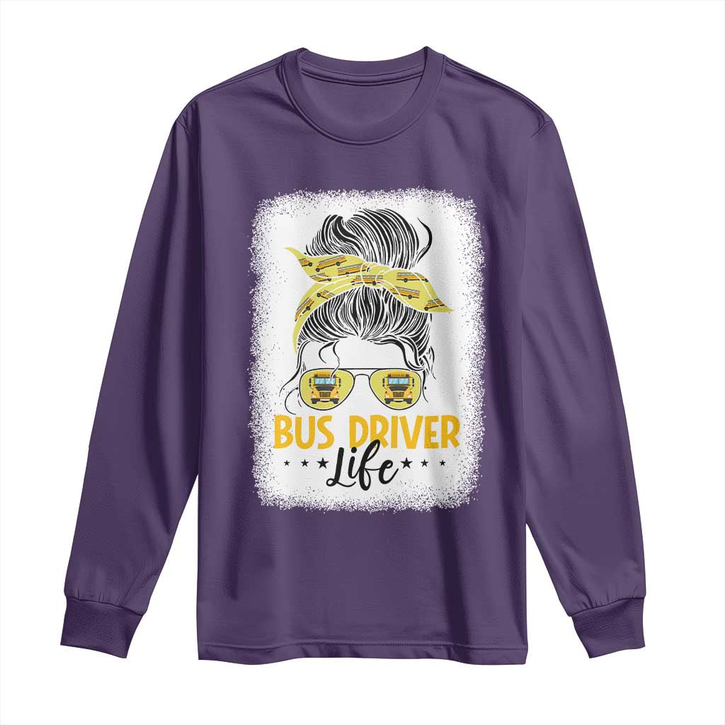 Messy Bun School Bus Driver Life Long Sleeve Shirt - Wonder Print Shop