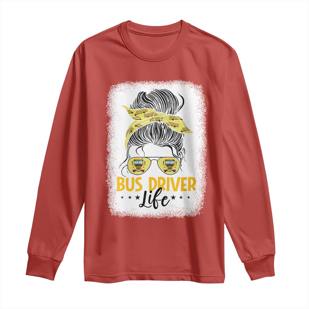 Messy Bun School Bus Driver Life Long Sleeve Shirt - Wonder Print Shop