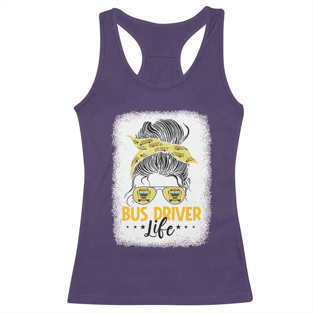Messy Bun School Bus Driver Life Racerback Tank Top - Wonder Print Shop