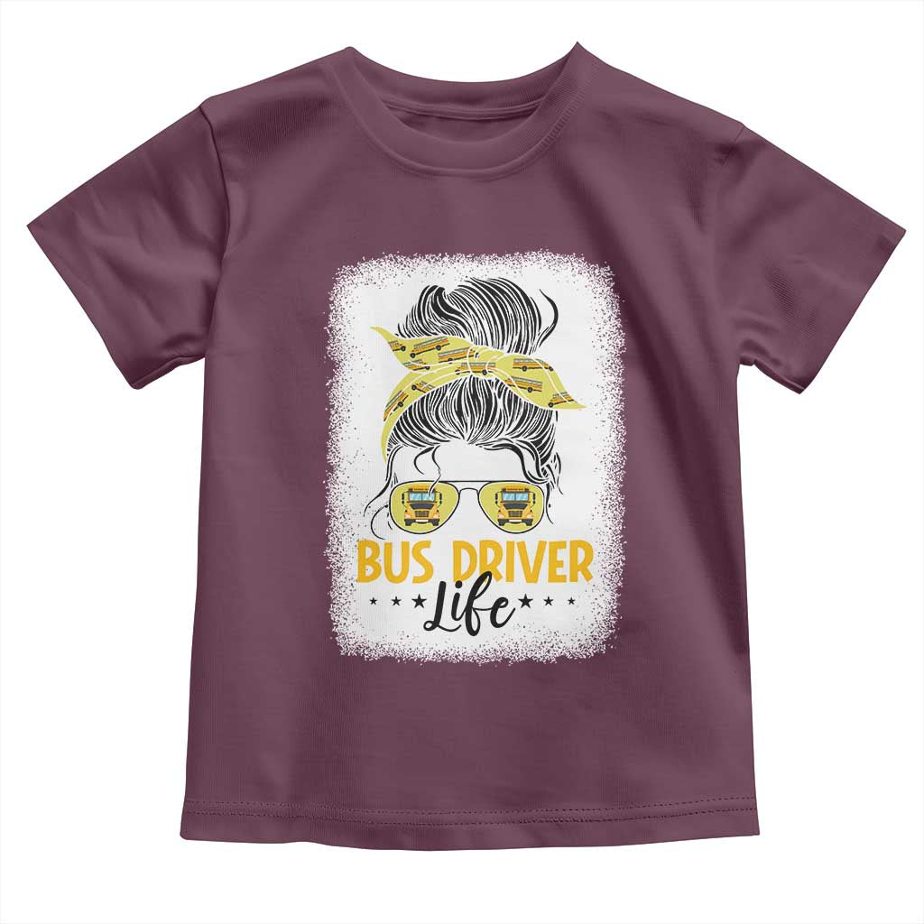 Messy Bun School Bus Driver Life Toddler T Shirt - Wonder Print Shop