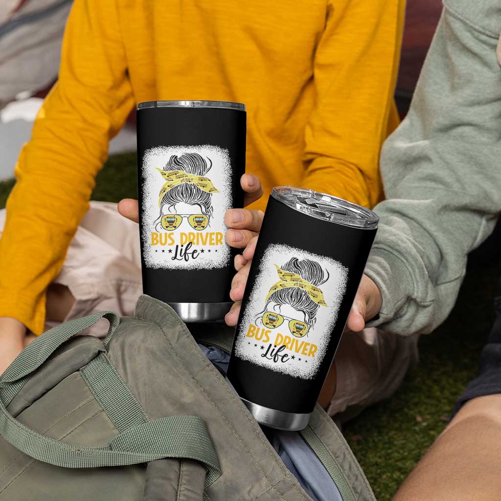 Messy Bun School Bus Driver Life Tumbler Cup - Wonder Print Shop