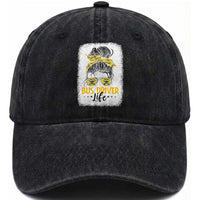 Messy Bun School Bus Driver Life Washed Cotton Baseball Cap