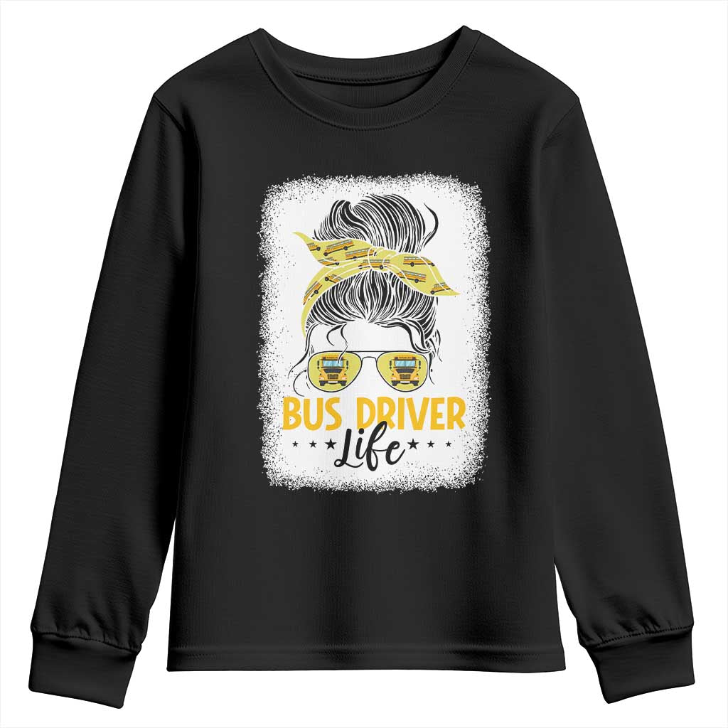 Messy Bun School Bus Driver Life Youth Sweatshirt - Wonder Print Shop