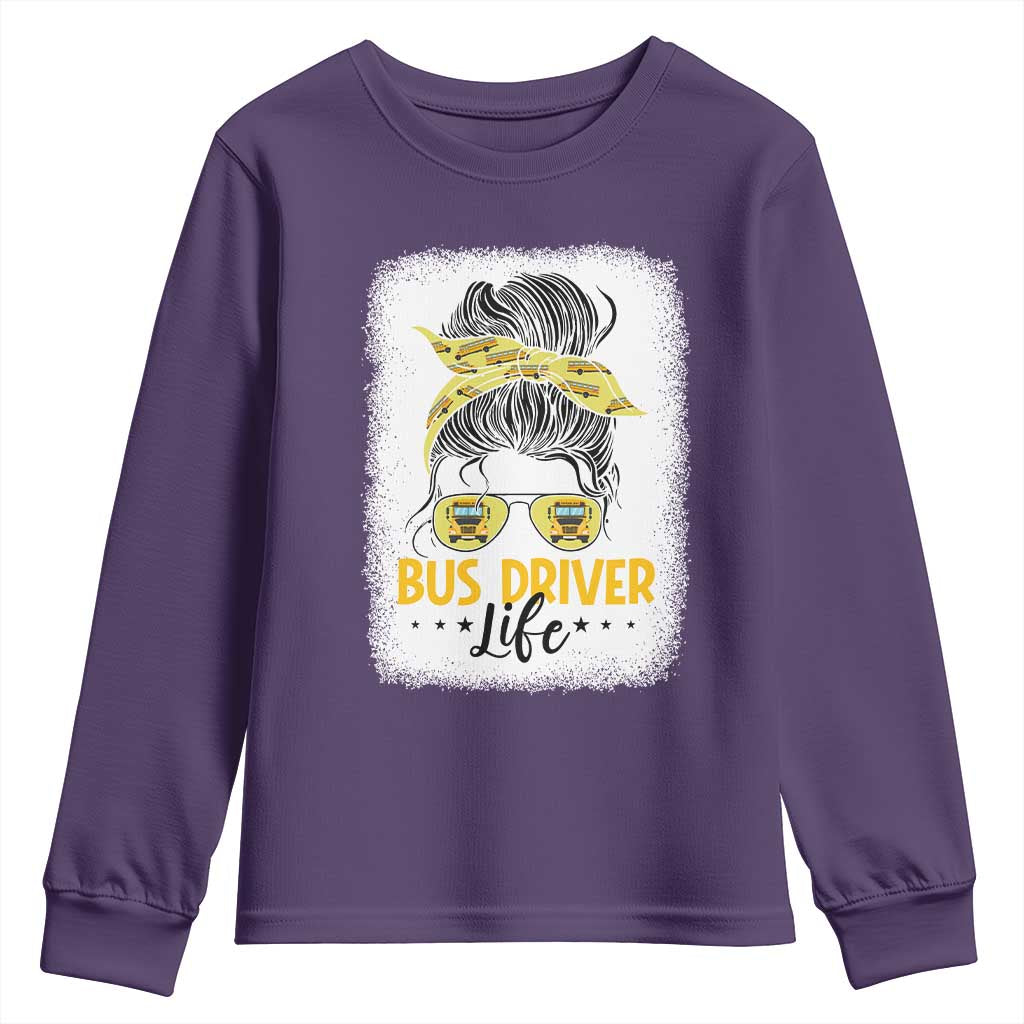 Messy Bun School Bus Driver Life Youth Sweatshirt - Wonder Print Shop