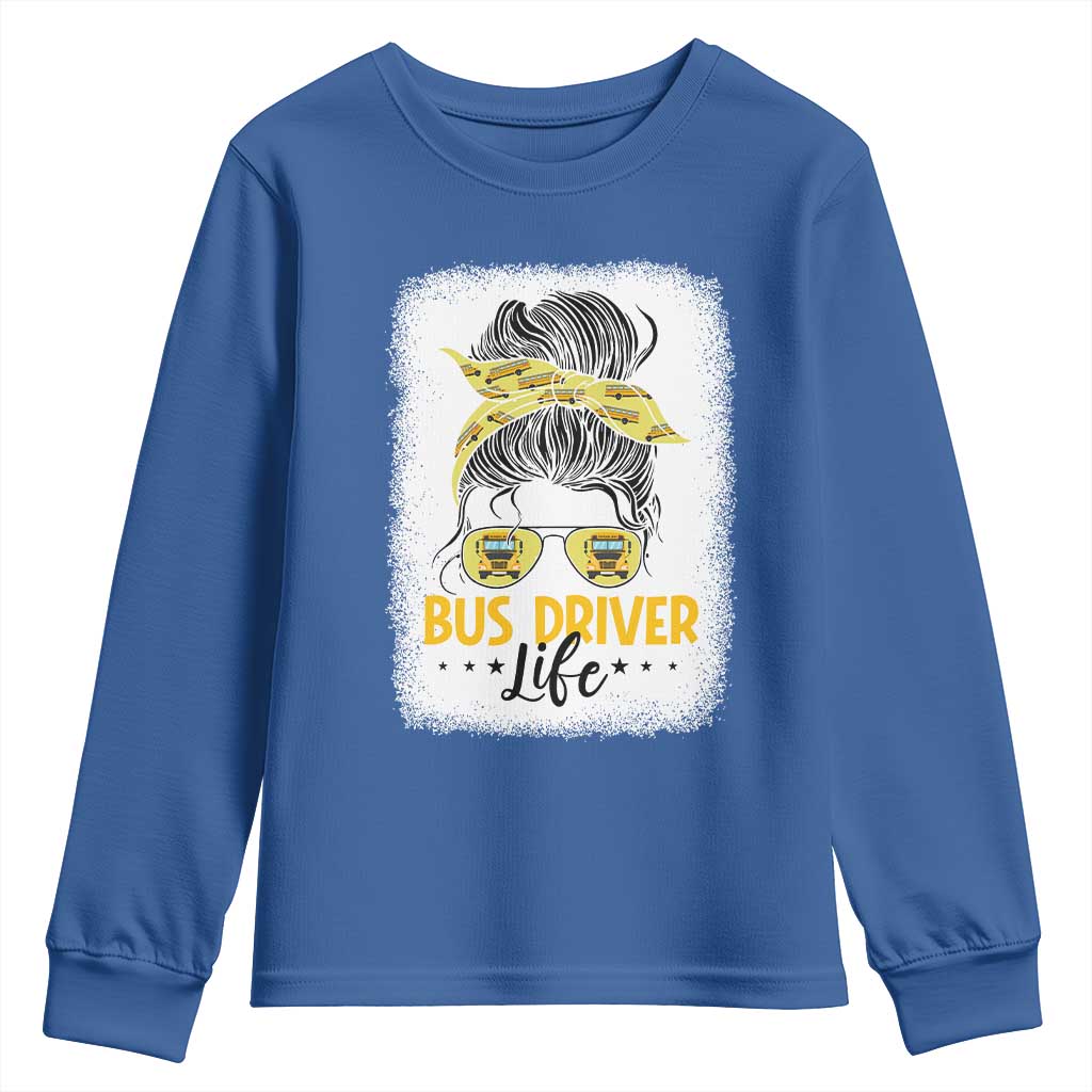 Messy Bun School Bus Driver Life Youth Sweatshirt - Wonder Print Shop
