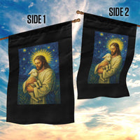 Jesus Christian Garden Flag Hug Lamb Starry Night Van Gogh - Wonder Print Shop