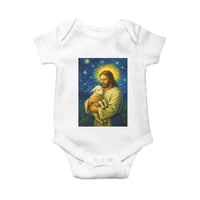 Jesus Christian Baby Onesie Hug Lamb Starry Night Van Gogh - Wonder Print Shop