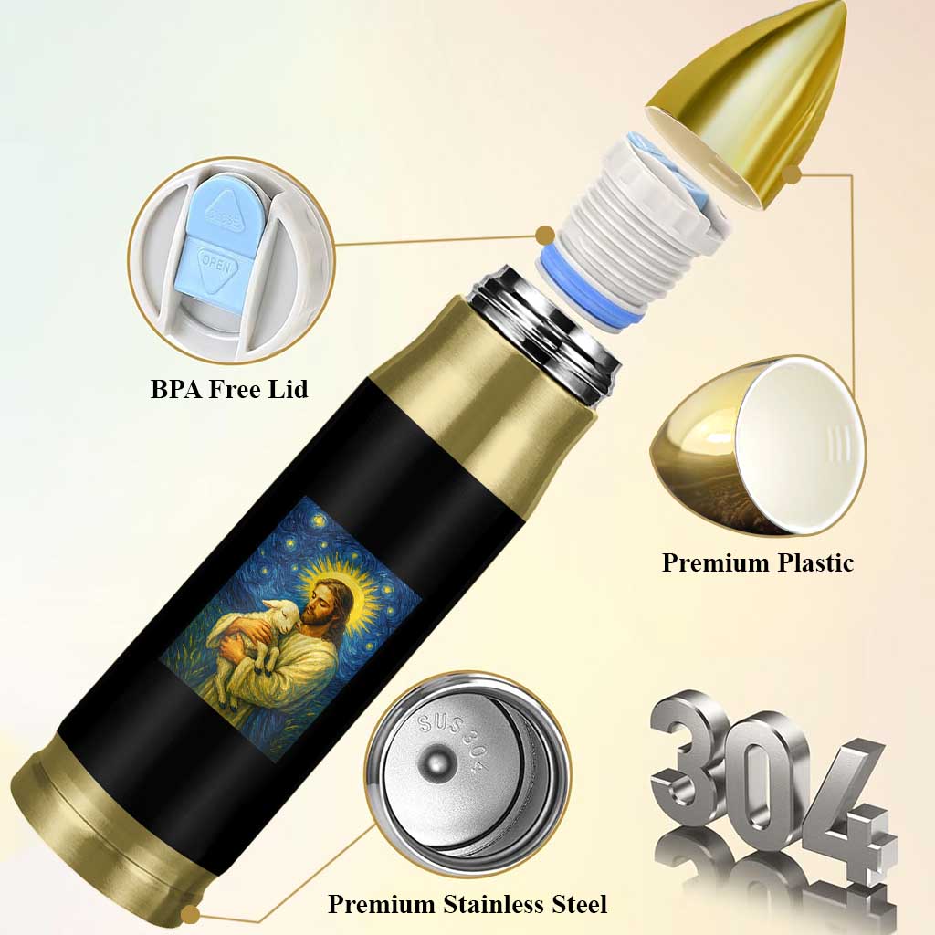 Jesus Christian Bullet Tumbler Hug Lamb Starry Night Van Gogh - Wonder Print Shop