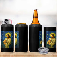 Jesus Christian 4 in 1 Can Cooler Tumbler Hug Lamb Starry Night Van Gogh - Wonder Print Shop