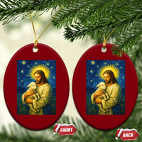 Jesus Christian Ceramic Ornament Hug Lamb Starry Night Van Gogh - Wonder Print Shop