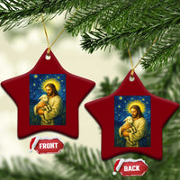 Jesus Christian Ceramic Ornament Hug Lamb Starry Night Van Gogh - Wonder Print Shop