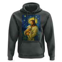 Jesus Christian Hoodie Hug Lamb Starry Night Van Gogh - Wonder Print Shop