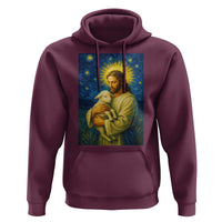Jesus Christian Hoodie Hug Lamb Starry Night Van Gogh - Wonder Print Shop