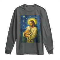 Jesus Christian Long Sleeve Shirt Hug Lamb Starry Night Van Gogh - Wonder Print Shop