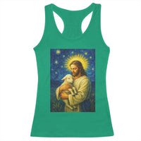 Jesus Christian Racerback Tank Top Hug Lamb Starry Night Van Gogh - Wonder Print Shop