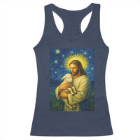 Jesus Christian Racerback Tank Top Hug Lamb Starry Night Van Gogh - Wonder Print Shop