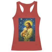 Jesus Christian Racerback Tank Top Hug Lamb Starry Night Van Gogh - Wonder Print Shop
