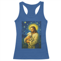 Jesus Christian Racerback Tank Top Hug Lamb Starry Night Van Gogh - Wonder Print Shop