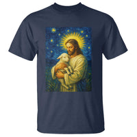 Jesus Christian T Shirt Hug Lamb Starry Night Van Gogh - Wonder Print Shop