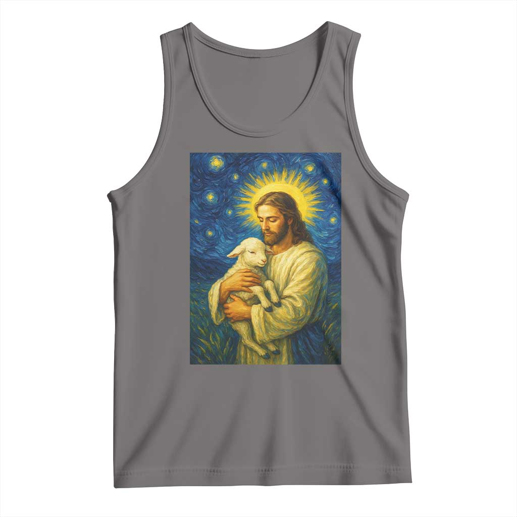 Jesus Christian Tank Top Hug Lamb Starry Night Van Gogh - Wonder Print Shop