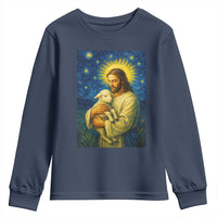 Jesus Christian Youth Sweatshirt Hug Lamb Starry Night Van Gogh - Wonder Print Shop