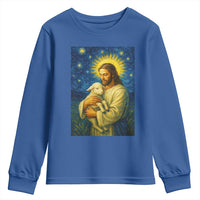 Jesus Christian Youth Sweatshirt Hug Lamb Starry Night Van Gogh - Wonder Print Shop