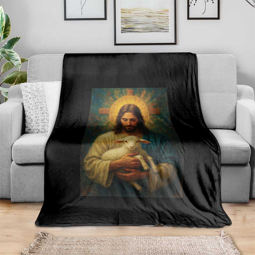 Jesus Christian Throw Blanket Hug Lamb Faith Easter - Wonder Print Shop