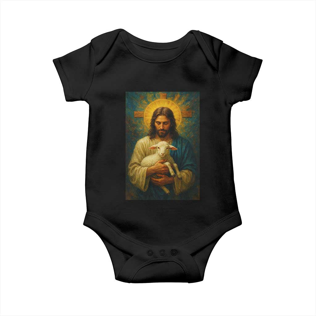 Jesus Christian Baby Onesie Hug Lamb Faith Easter - Wonder Print Shop