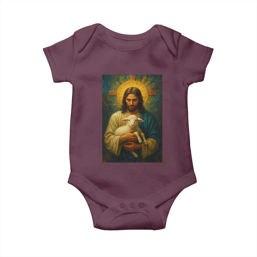 Jesus Christian Baby Onesie Hug Lamb Faith Easter - Wonder Print Shop