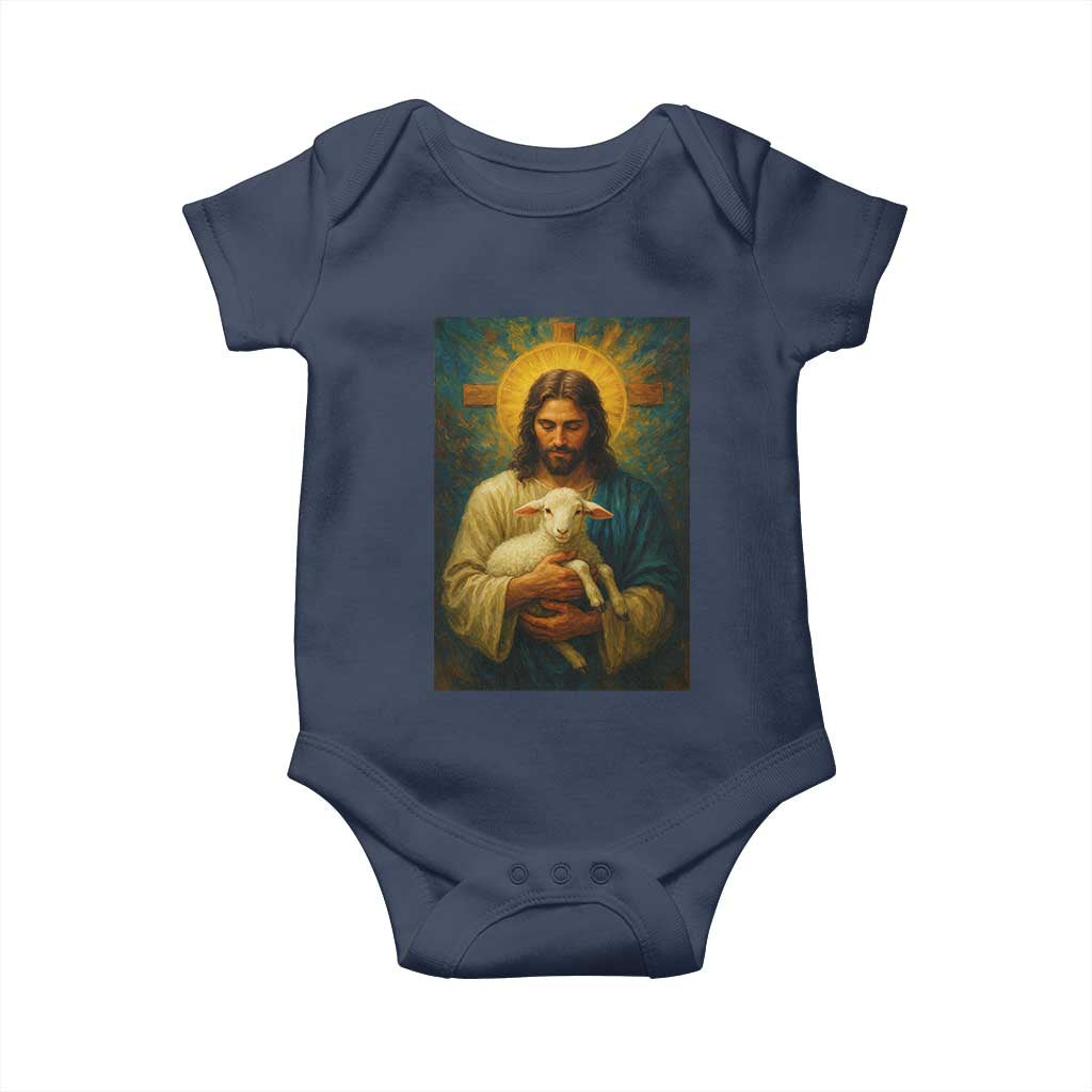 Jesus Christian Baby Onesie Hug Lamb Faith Easter - Wonder Print Shop