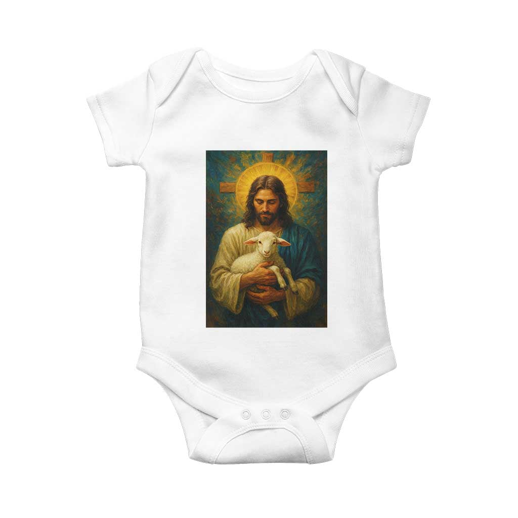 Jesus Christian Baby Onesie Hug Lamb Faith Easter - Wonder Print Shop