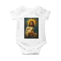Jesus Christian Baby Onesie Hug Lamb Faith Easter - Wonder Print Shop
